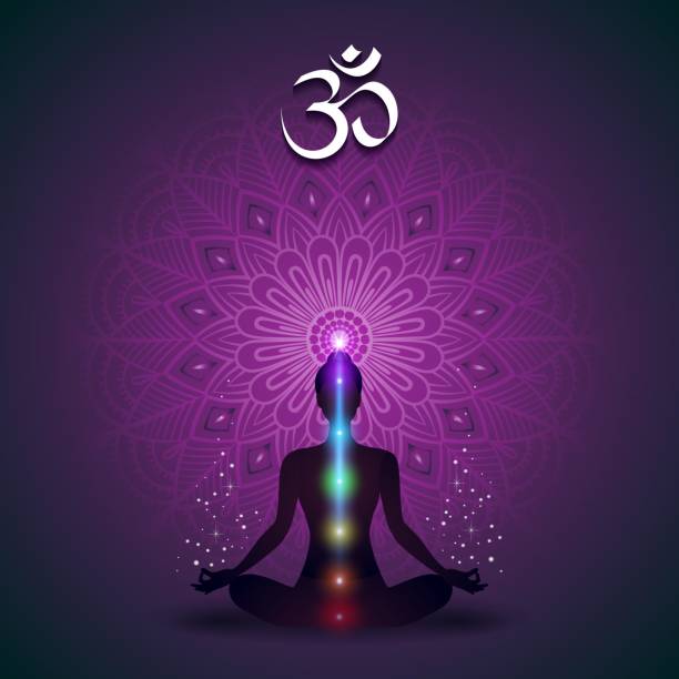 ilustrações de stock, clip art, desenhos animados e ícones de yoga mandala violet - om mantra