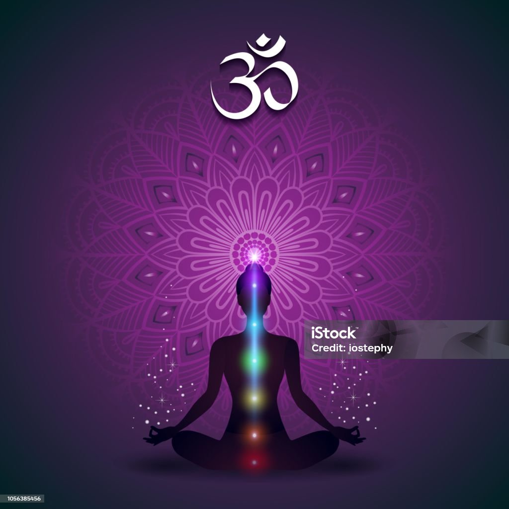 Yoga Mandala Violet Yoga Mandala Violet-Effects And Gradient Mesh-EPS 10 Chakra stock vector