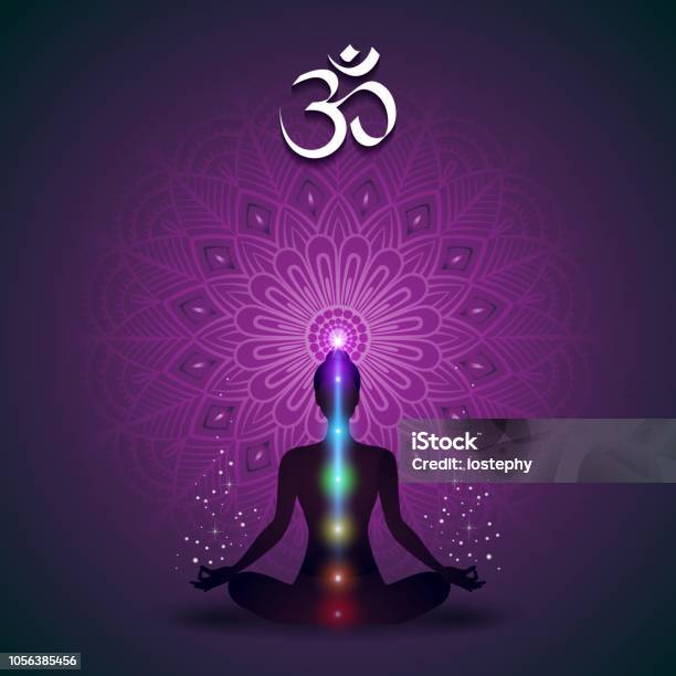 Yoga Mandala Violet Stock Illustration - Download Image Now - Chakra, Meditating, Mandala