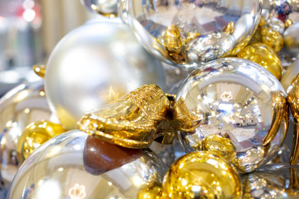 istock Closeup on Christmas tree decoration over festive background 1056387518