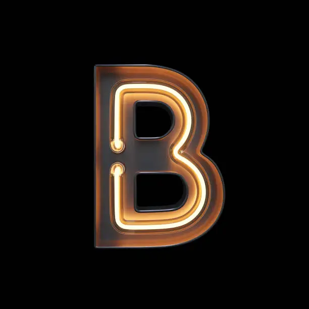 Photo of Neon Light Alphabet B with clipping path