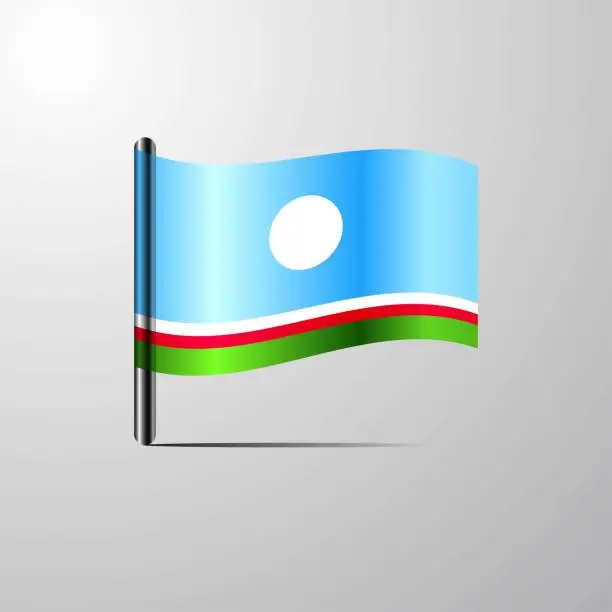 Vector illustration of Sakha Republic waving Shiny Flag design vector