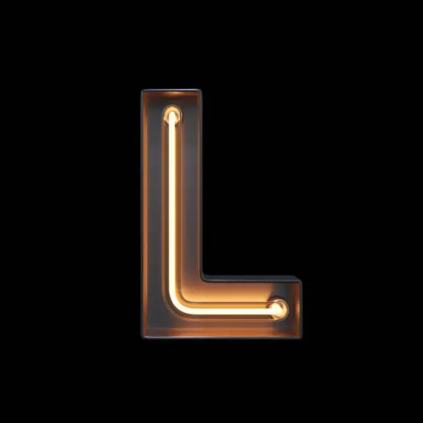 Neon Light Alphabet L with clipping path. 3D illustration
