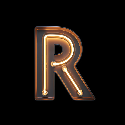 Luz de neón alfabeto R con trazado de recorte photo