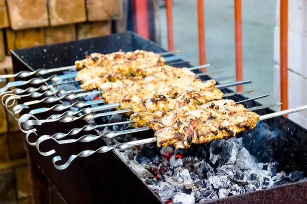 Photo of BBQ meat. Grill outdoors. barbecue grill delicions