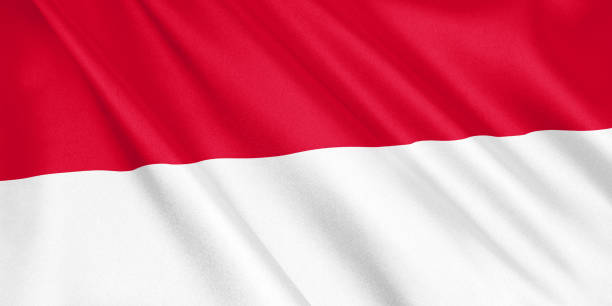 istock Monaco flag waving with the wind, wide format, 3D illustration. 3D rendering. 1056409434