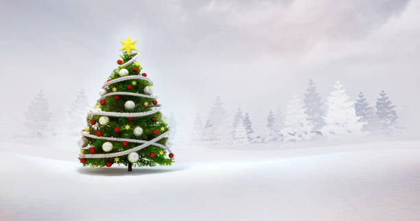 istock Christmas tree in winter natural seasonal scenery 1056409506
