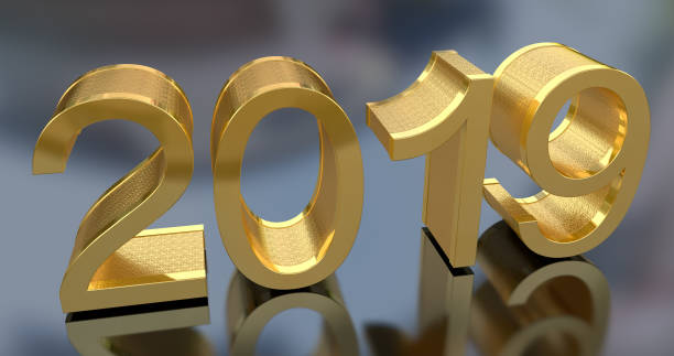 istock 3D Gold Metal 2019 on Gray Background 1056409938