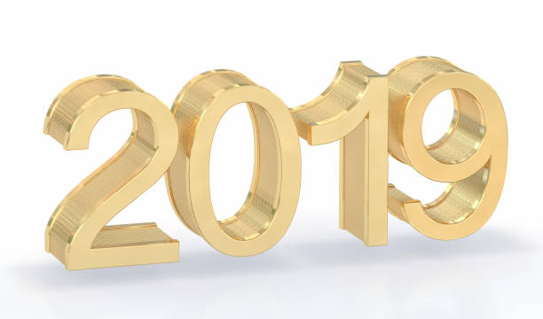 istock 3D Gold Metal 2019 on White Background 1056409944