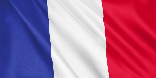 istock France flag waving with the wind, wide format, 3D illustration. 3D rendering. 1056409950