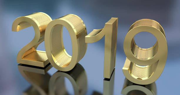 istock 3D Gold Metal 2019 on Gray Background 1056409970