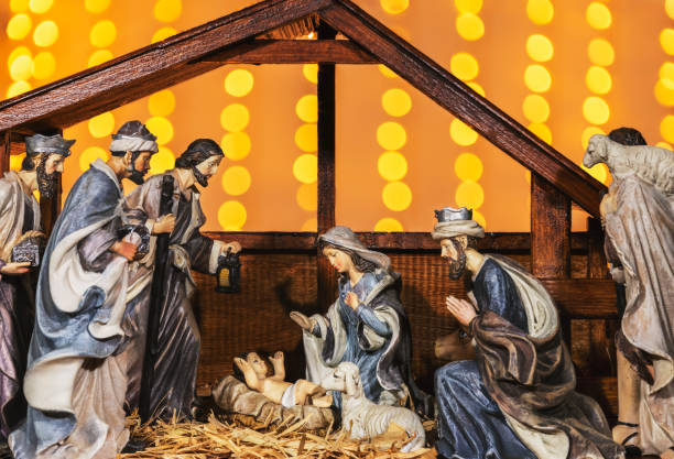 istock Christmas Manger scene with figurines 1056410236