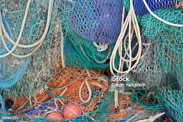 Nets In A Fishing Harbor Stock Photo - Download Image Now - Buoy, Color Image, England