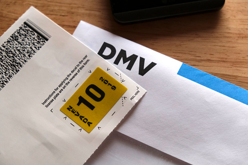 Changing new license sticker from DMV