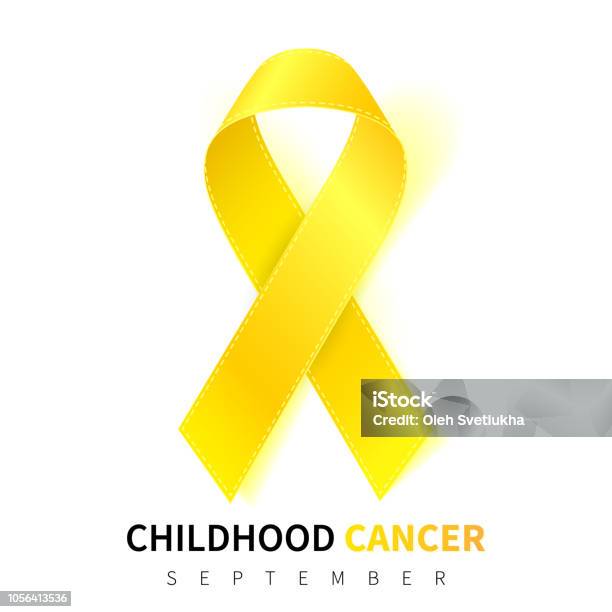 Childhood Cancer Awareness Month Realistic Gold Ribbon Symbol Medical Design Vector Illustration Stock Illustration - Download Image Now