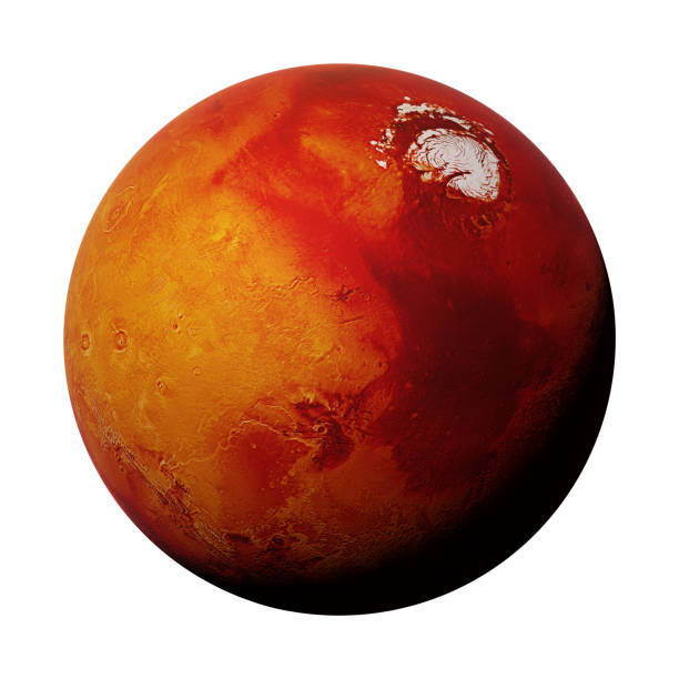istock red planet Mars during the Martian winter, isolated on white background 1056417012