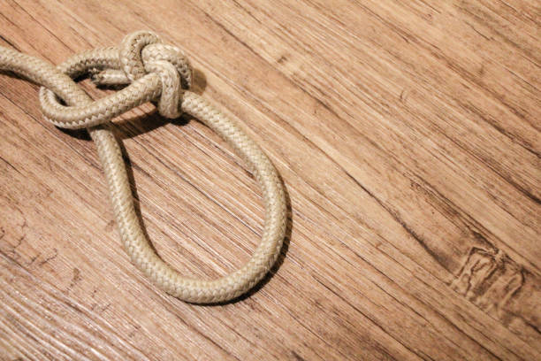 istock Rope knot on wood background 1056419310