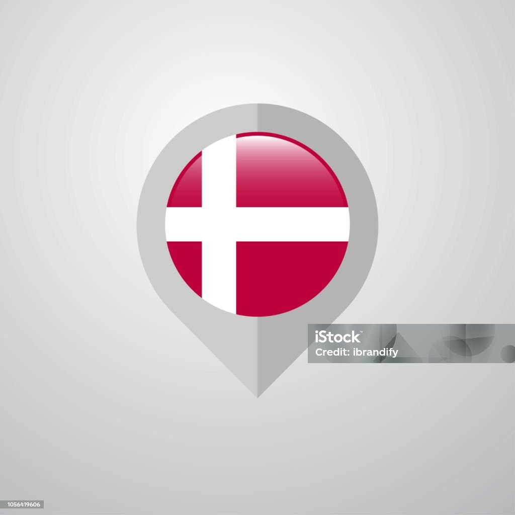 Map Navigation Pointer With Denmark Flag Design Vector Stock Map Navigation Pointer With Denmark Flag Design Vector Stock