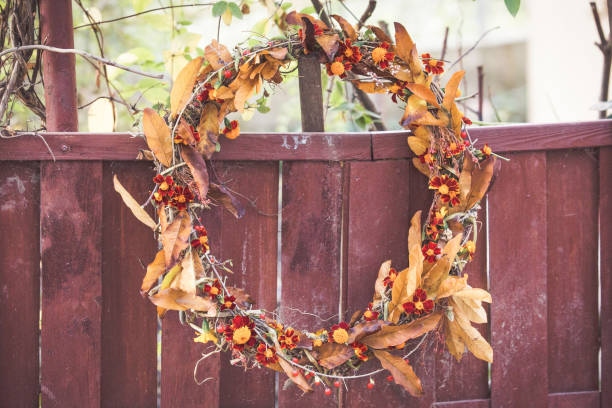istock Autumn handmade thanksgiving wreath 1056424630