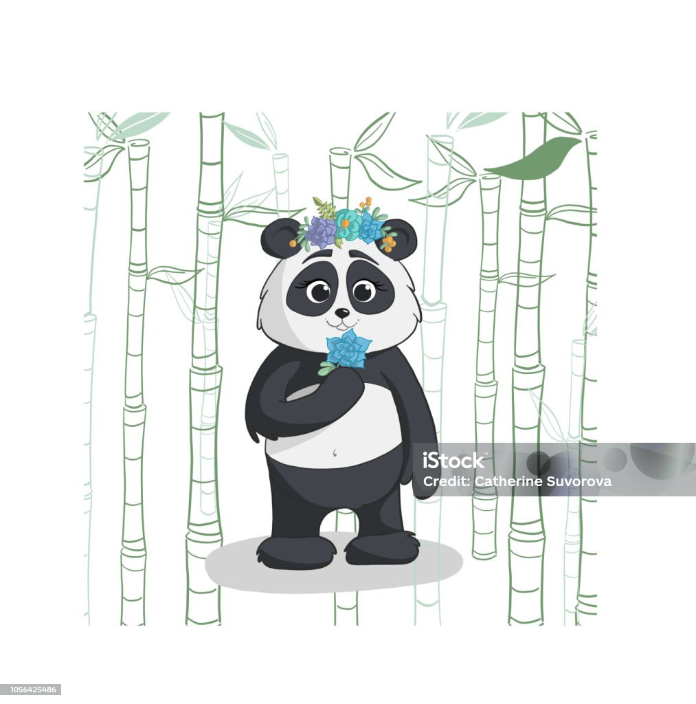 Cute Spring Panda Stock Illustration - Download Image Now - Animal ...