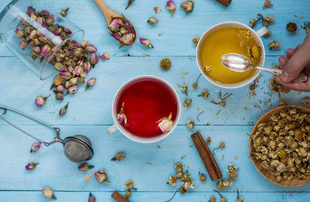 istock Two cups of healthy herbal tea with cinnamon 1056429892
