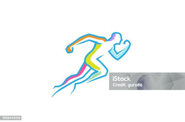 Running Man Abstract Fitness Body Stock Illustration - Download Image Now - Running, Icon Symbol, People