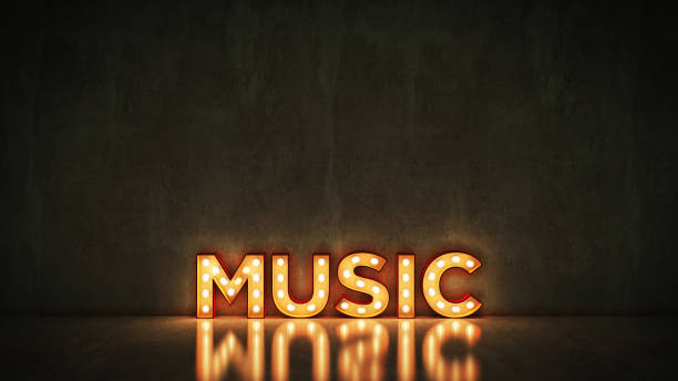 istock Neon Sign on Brick Wall background - Music. 3d rendering 1056445326