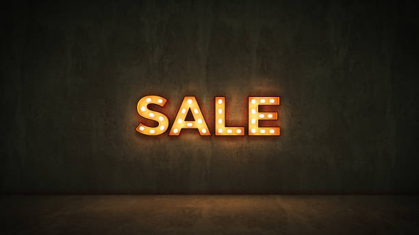 istock Neon Sign on Brick Wall background - Sale. 3d rendering 1056445346