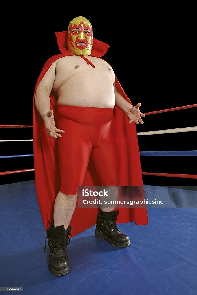 Mexican wrestler Photograph of a Mexican wrestler or Luchador standing in a wrestling ring. Lucha Libre Stock Photo