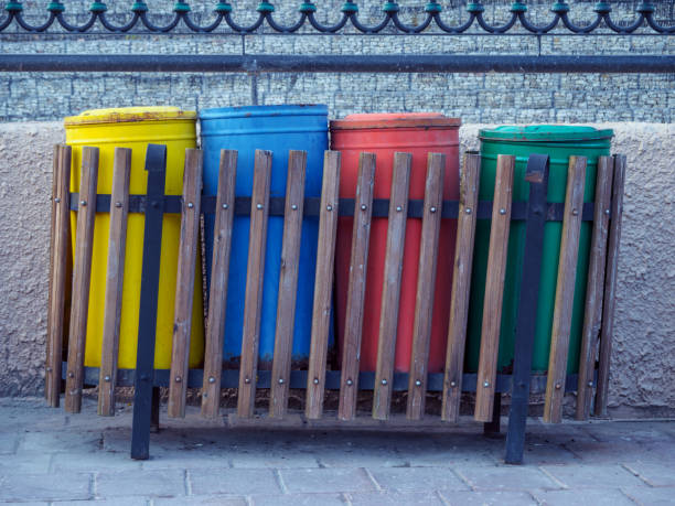 istock Four trash cans of different colors Krasnaya Polyana Sochi 1056448666