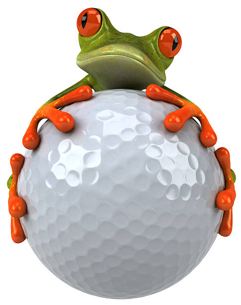 rana con una pallina da golf - frog three dimensional shape animal green foto e immagini stock