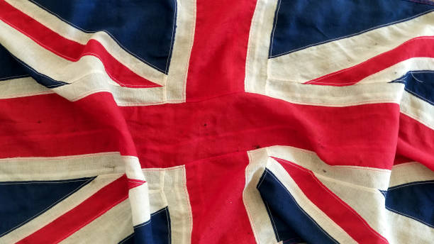 vintage union jack - british flag flag old fashioned retro revival imagens e fotografias de stock