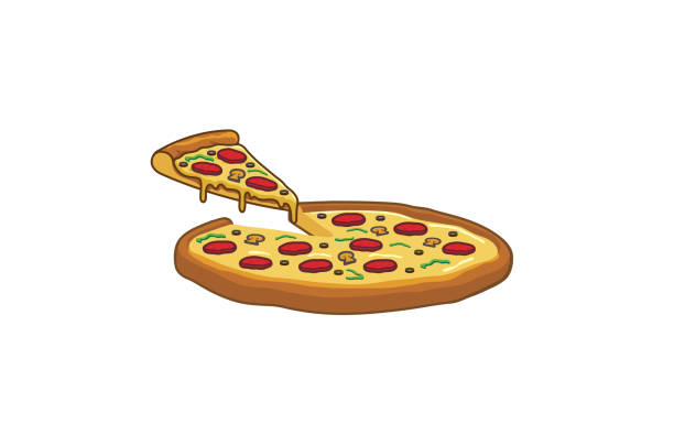 Delicious Big Tray Of Pizza Slice Logo Delicious Big Tray Of Pizza Slice Logo Design Illustration pizza symbols stock illustrations