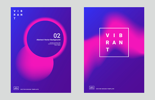 Trendy abstract design templates with bright color vibrant gradient shapes. Applicable for covers, placards, posters, flyers, presentations and banners. Vector illustration. Eps10