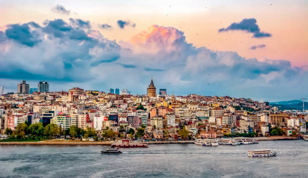 istock Beautiful View touristic landmarks from sea voyage on Bosphorus. 1056465594