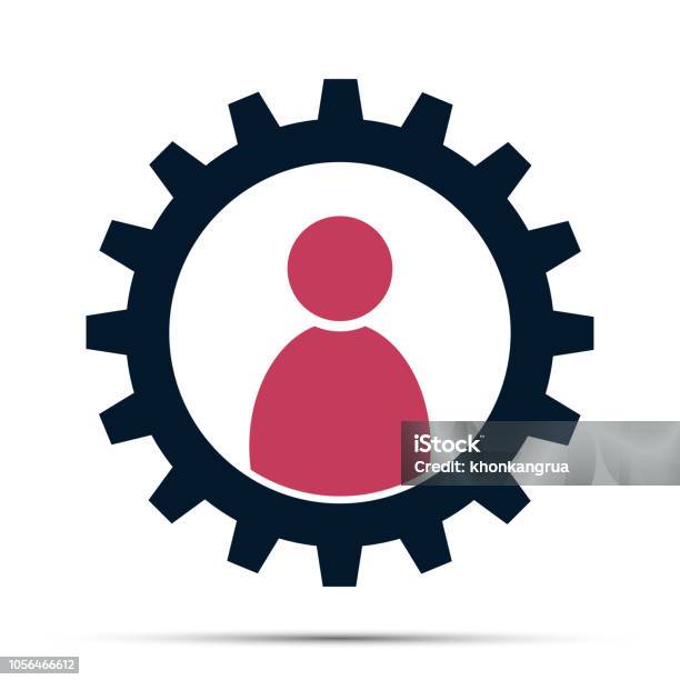 Gear Teamwork Meeting Concept Person Logo Stock Illustration - Download Image Now - Adult, Business, Business Strategy