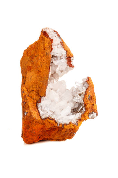 istock Macro mineral stone crystals Hemimorphite rock on a white background 1056468642