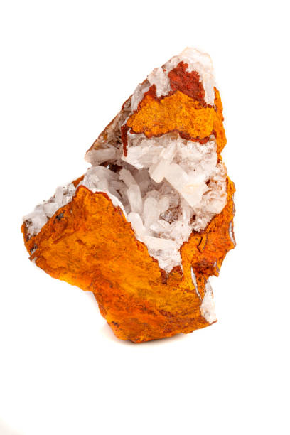 istock Macro mineral stone crystals Hemimorphite rock on a white background 1056469226