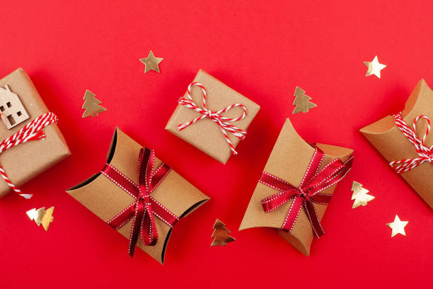 istock Flat lay with bright christmas decoration. New year celebration and christmas concept 1056473926