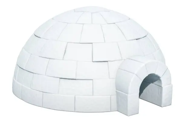 Photo of Igloo, 3D rendering isolated on white background