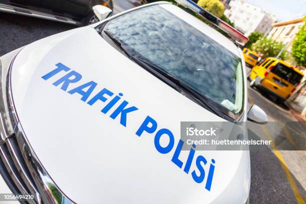 Police Car From The Turkish Police Trafik Polisi Stands On A Street Stock Photo - Download Image Now