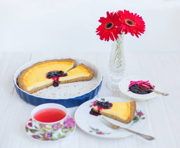 istock Homemade cheesecake, very simple delicious cake 1056494936