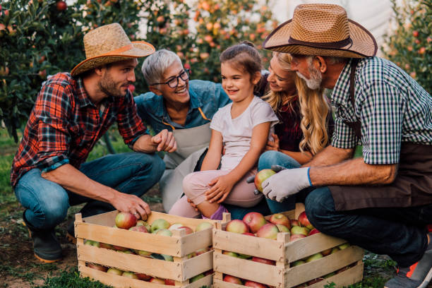 istock Family picking up apples 1056502702