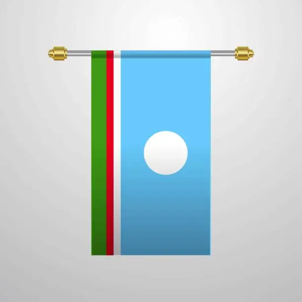 Vector illustration of Sakha Republic hanging Flag