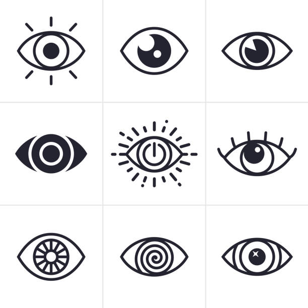 stockillustraties, clipart, cartoons en iconen met oog symbolen - focus