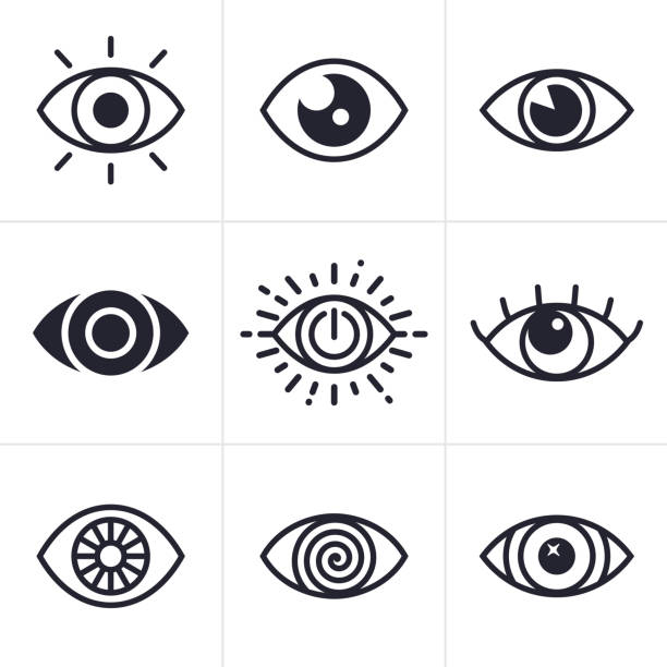 символы глаз - центр внимания иллюстрации stock illustrations