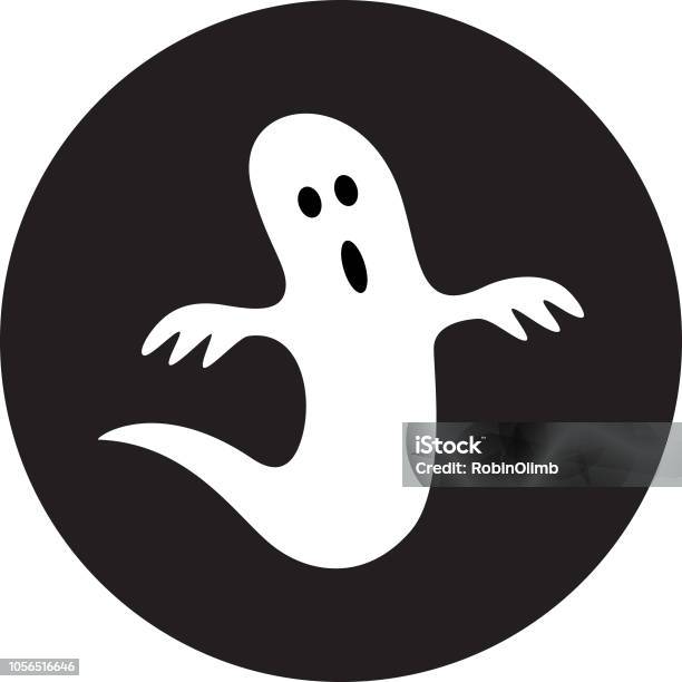 Circle Ghost Icon Stock Illustration - Download Image Now - Autumn, Black Color, Cartoon
