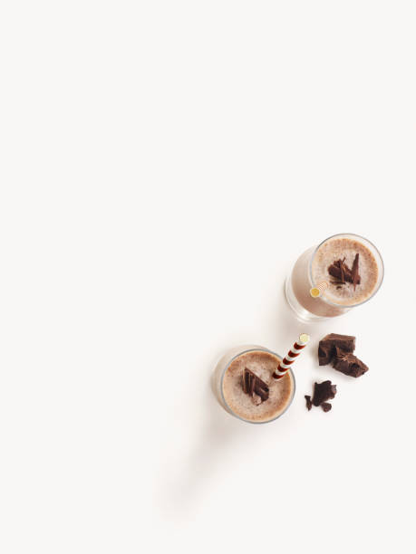 istock Chocolate milk shake smoothie on white background 1056521602