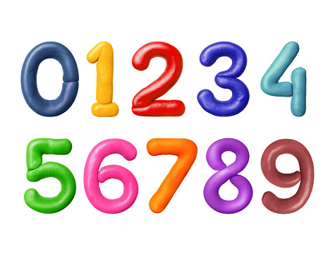Numbers are made of colored plasticine