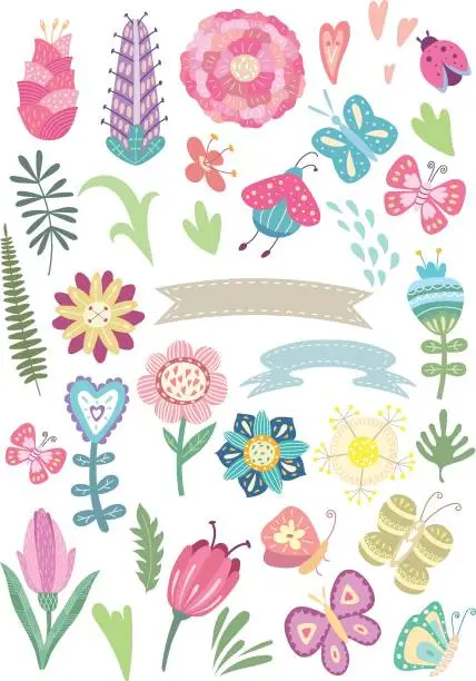 Vector illustration of A set of flowers